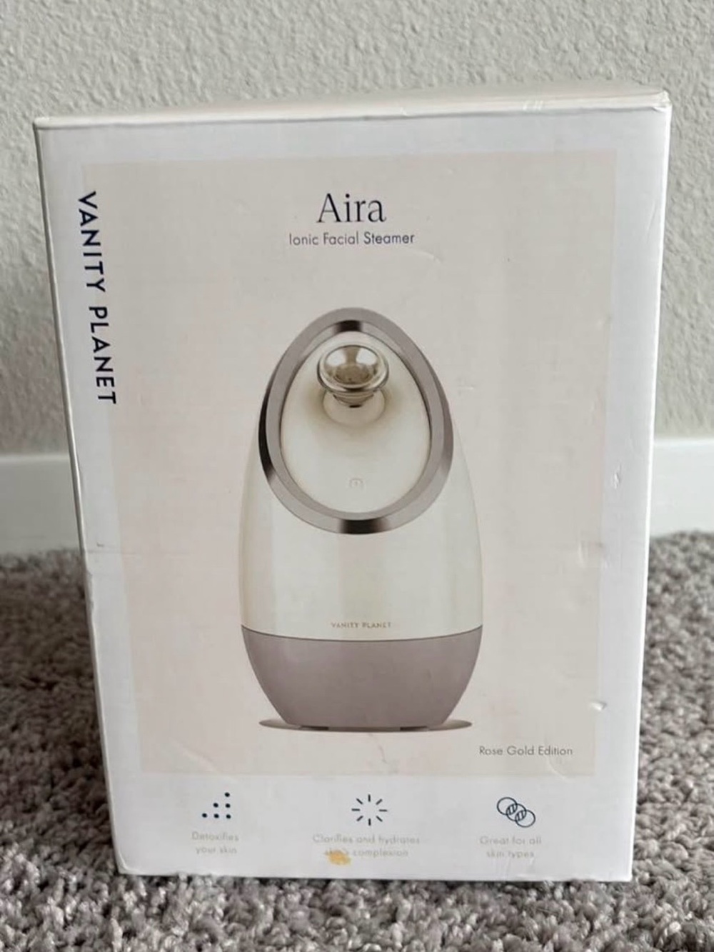 Aira Ionic Facial Steamer - Rose Gold and White